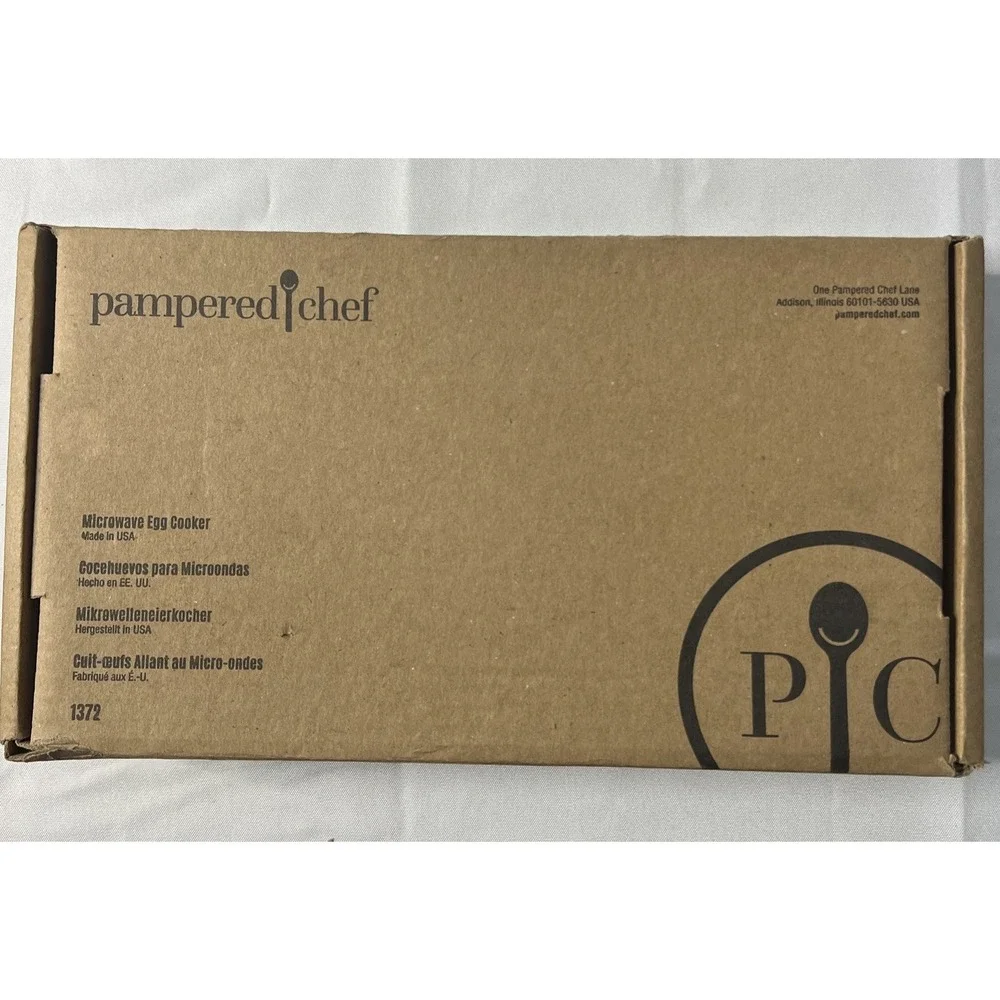Pampered Chef Stoneware Microwave Double Egg Cooker 1372 USA NIB